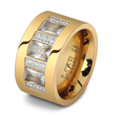 Bague anneau couronne diamant rectangulaire or VQ