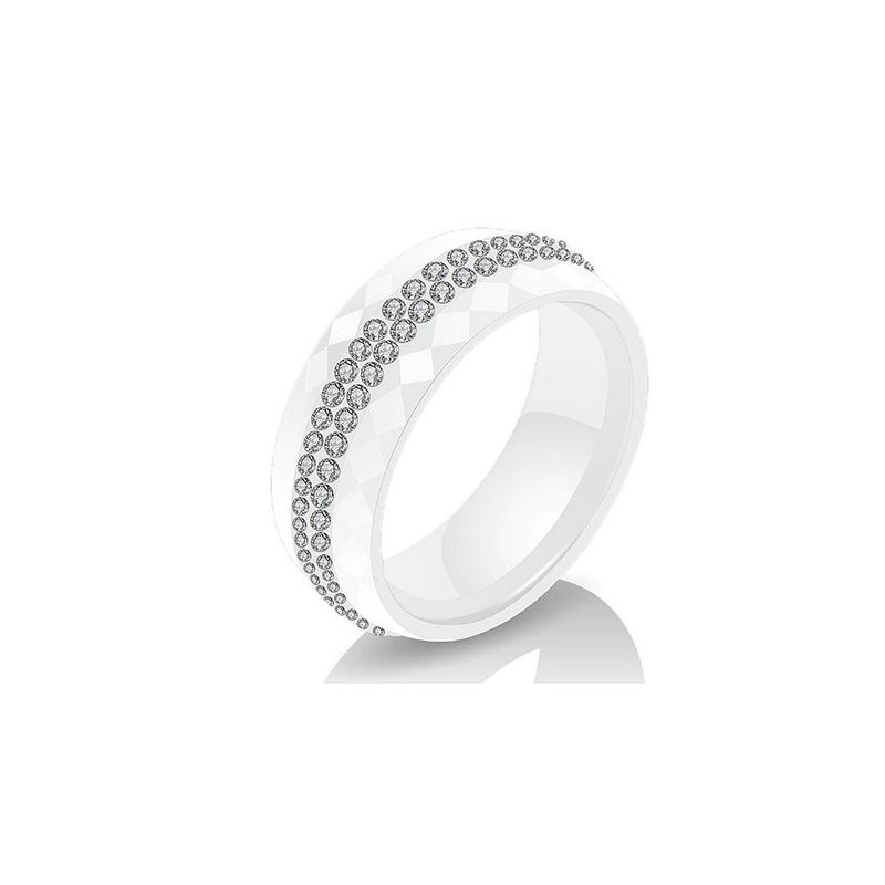 Bague design anneau blanc nacré cercle de perle blanche VQ