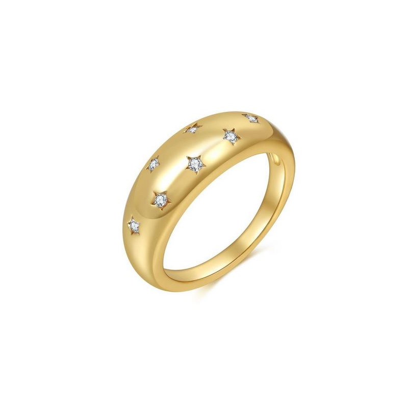 Bague anneau or strass diamant forme étoile VQ