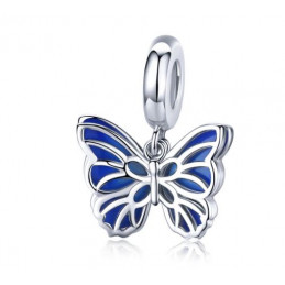 Charm pour bracelet argent papillon bleu BS