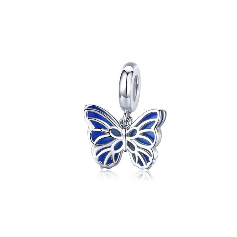Charm pour bracelet papillon bleu
