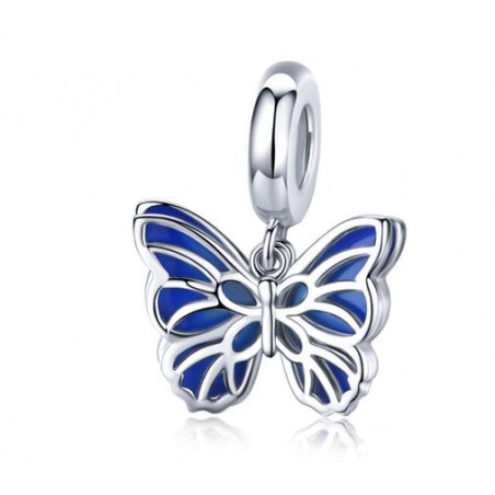 Charm pour bracelet papillon bleu