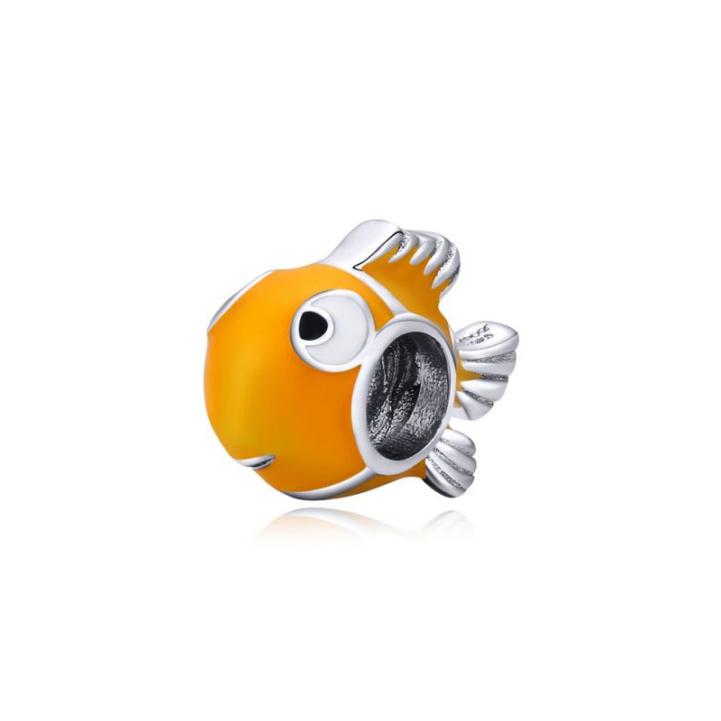 Charm pour bracelet argent poisson orange