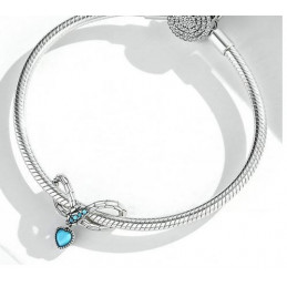 Charm pour bracelet serpent infini coeur bleu turquoise
