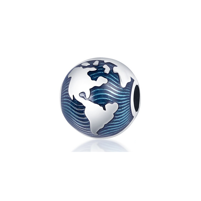 Charm pour bracelet planète terre globe monde 925