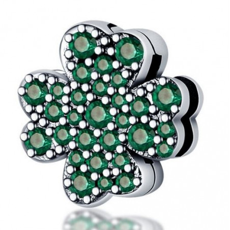 Charm bracelet trèfle strass diamant vert compatible réflexion