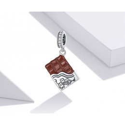 Charm bijoux pendentif argent tablette de chocolat gourmand
