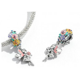 Charm bijou pour bracelet ange fée aile rose fleurs