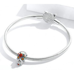 Charm bijoux bracelet tête de mort fleur WS