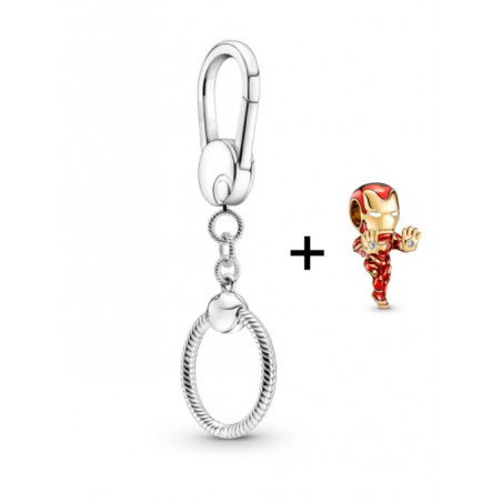 Porte clés avec charm mousqueton chaine marvel Iron man