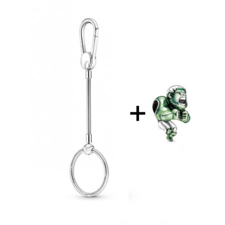 Porte clés avec charm mousqueton long marvel Hulk