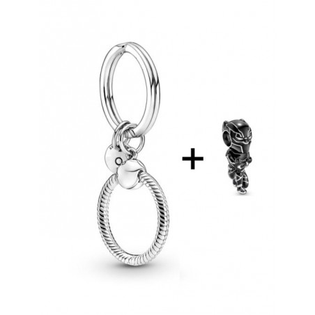 Porte clés avec charm mousqueton anneau marvel black panther