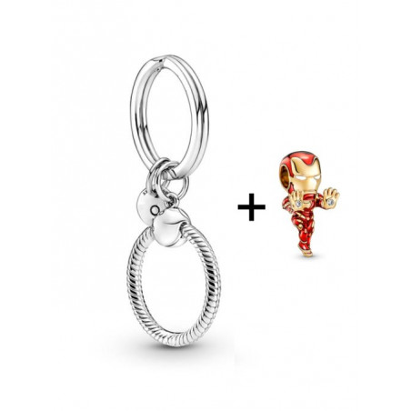 Porte clés avec charm mousqueton anneau marvel Iron man