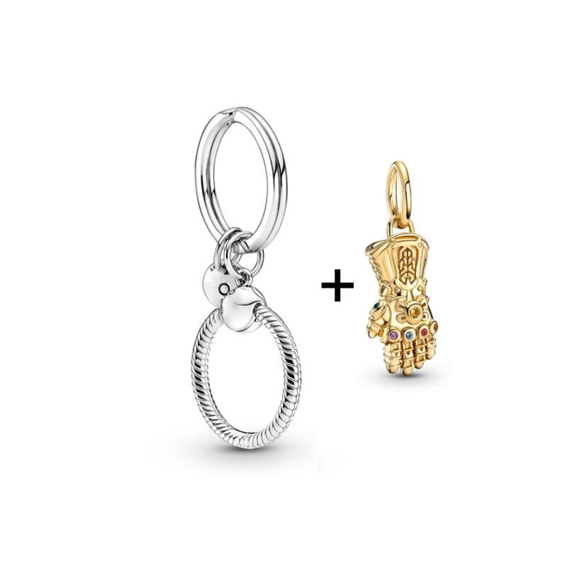 Porte clés avec charm mousqueton anneau marvel Gant de l'infini