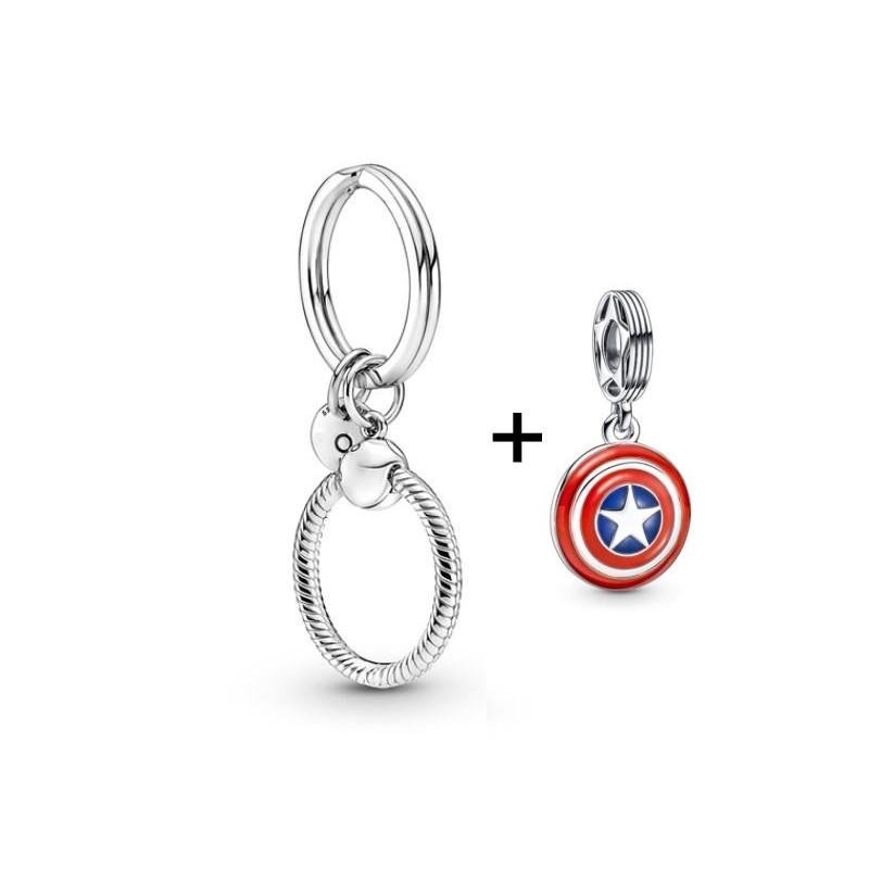 Porte clés avec charm mousqueton anneau marvel Bouclier de captain America