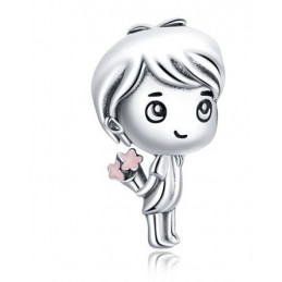Charm pour bracelet argent garçon offre bouquet de fleur