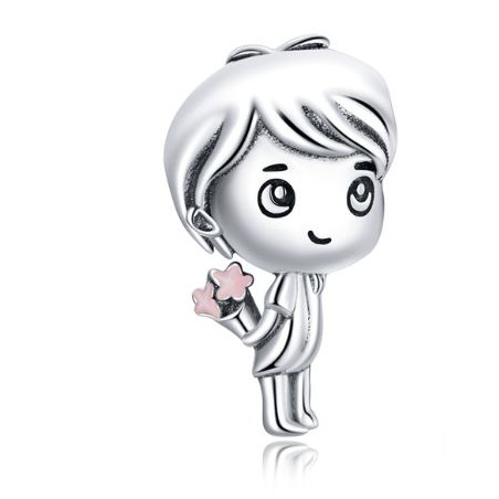 Charm pour bracelet argent garçon offre bouquet de fleur