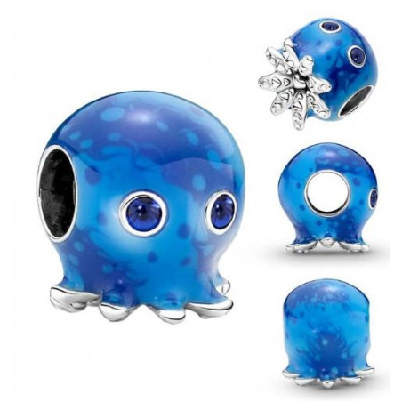 Charm pour bracelet argent bébé pieuvre bleu
