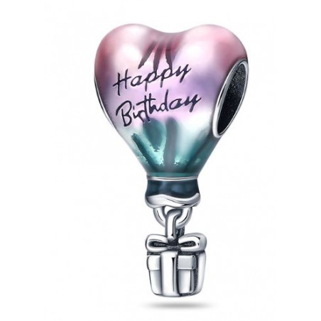Charm pour bracelet argent montgolfière joyeux anniversaire cadeau