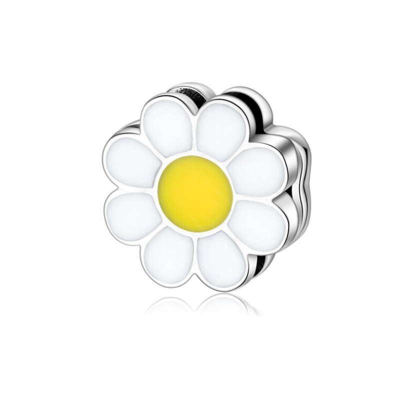 Charm bracelet fleur pétale blanche compatible réflexion