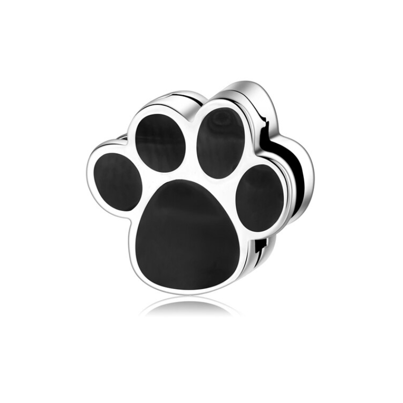 Charm bracelet patte de chien noir compatible réflexion
