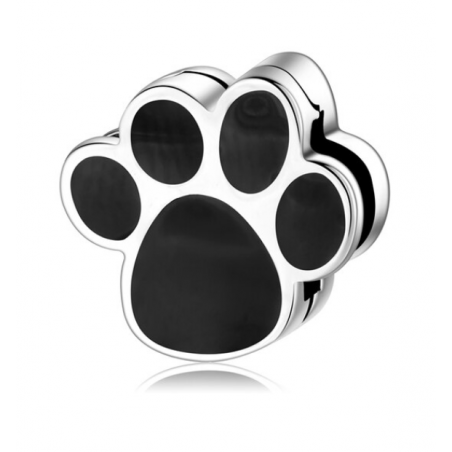 Charm bracelet patte de chien noir compatible réflexion