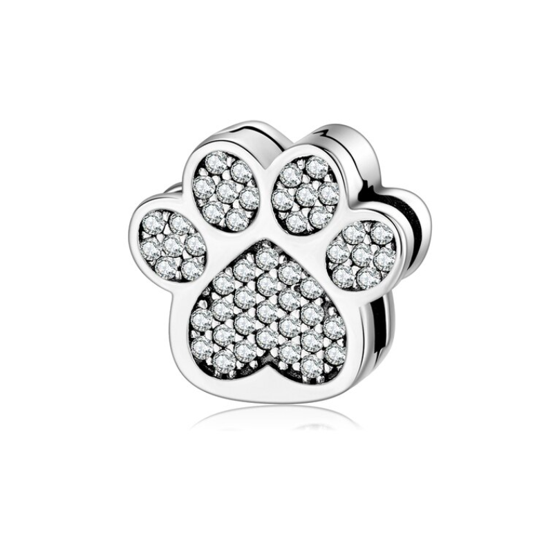 Charm bracelet patte de chien strass diamant compatible réflexion