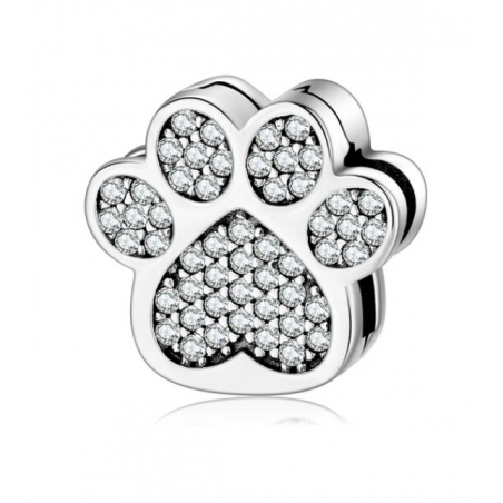 Charm bracelet patte de chien strass diamant compatible réflexion