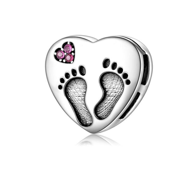 Charm bracelet pied naissance bébé coeur maman compatible réflexion