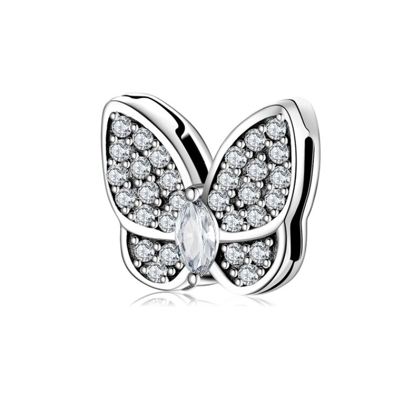 Charm bracelet papillon strass diamant compatible réflexion