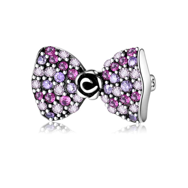 Charm bracelet noeud fleur strass violet compatible réflexion