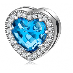 Charm bracelet coeur bleu strass compatible réflexion