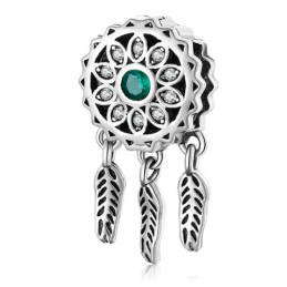 Charm bracelet attrape rêve plume strass turquoise compatible réflexion