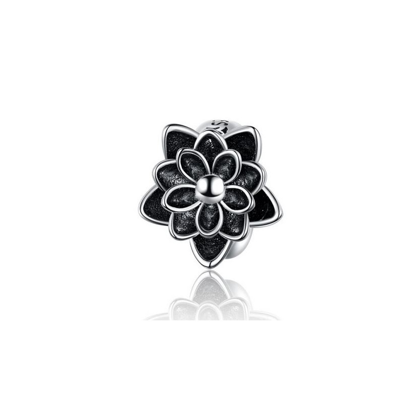 Charm bijou pour bracelet fleur noir