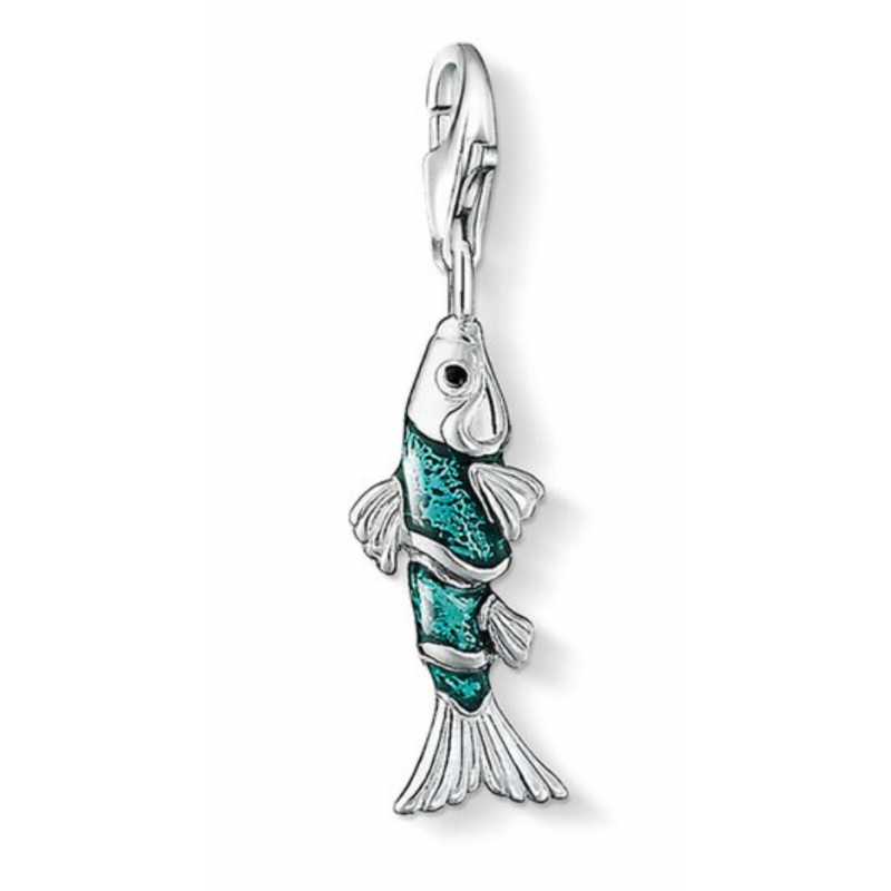 Charm compatible bracelet thomas sabo poisson bleu turquoise pendentif argent
