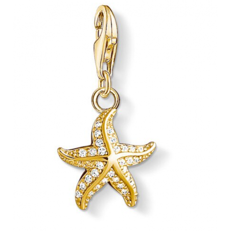 Charm compatible bracelet thomas sabo étoile de mer or strass pendentif doré