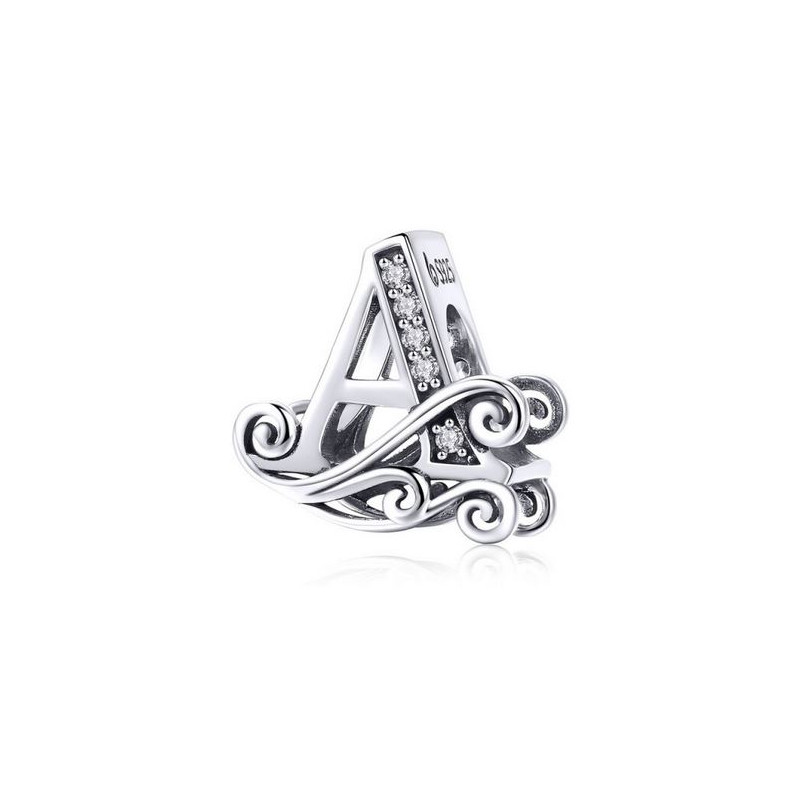 Charm pour bracelet initiale lettre prénom alphabet fleur