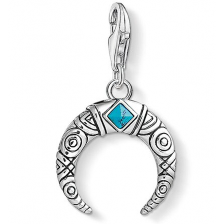 Charm compatible bracelet thomas sabo croissant de lune pierre bleu turquoise pendentif argent