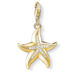 Charm compatible bracelet thomas sabo étoile de mer doré strass blanc pendentif or
