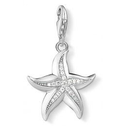 Charm compatible bracelet thomas sabo étoile de mer argenté strass blanc pendentif argent