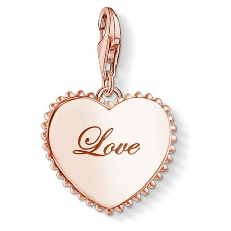 Charm compatible bracelet thomas sabo coeur love amour pendentif or rose