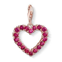 Charm compatible bracelet thomas sabo coeur strass rouge rose pendentif or rose