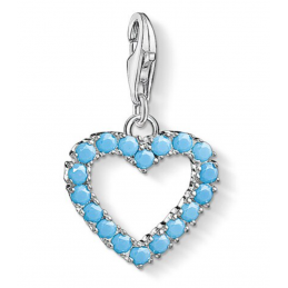 Charm compatible bracelet thomas sabo coeur strass bleu clair pendentif argent