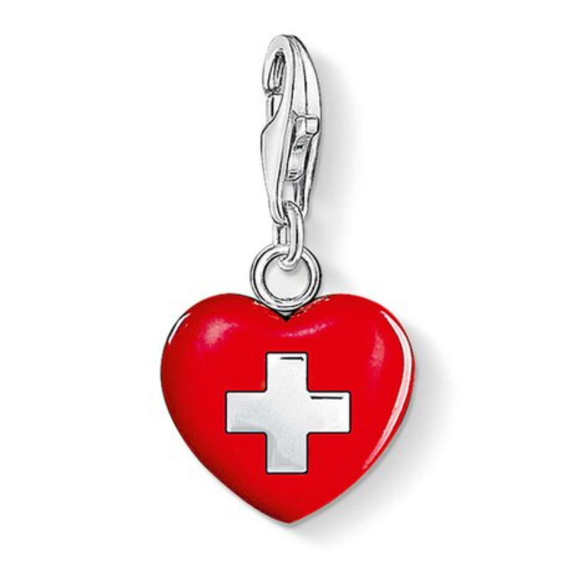 Charm compatible bracelet thomas sabo coeur rouge infirmière soignante pendentif argent