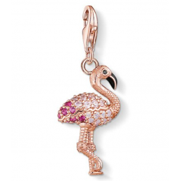 Charm compatible bracelet thomas sabo animal flamant rose strass rose pendentif argent