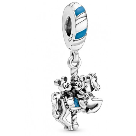 Charm bijou compatible bracelet mickey minnie sur cheval manége argent