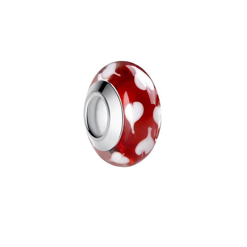 Charm murano pour bracelet séparateur fleur coeur transparent