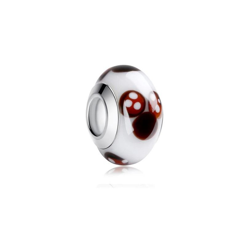Charm murano pour bracelet séparateur fleur coeur transparent