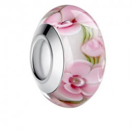 Charm murano pour bracelet séparateur fleur coeur transparent
