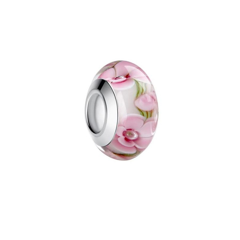 Charm murano pour bracelet séparateur fleur coeur transparent